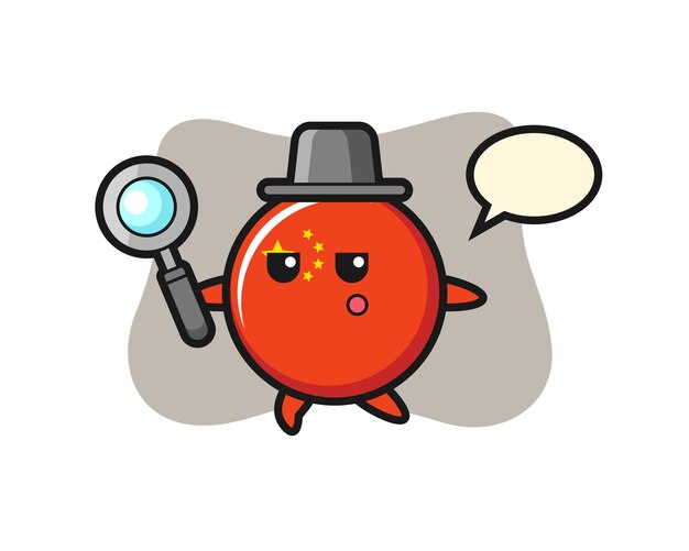 Vlaggenbadge van China, schattig stijlontwerp voor t-shirt, sticker, logo-element