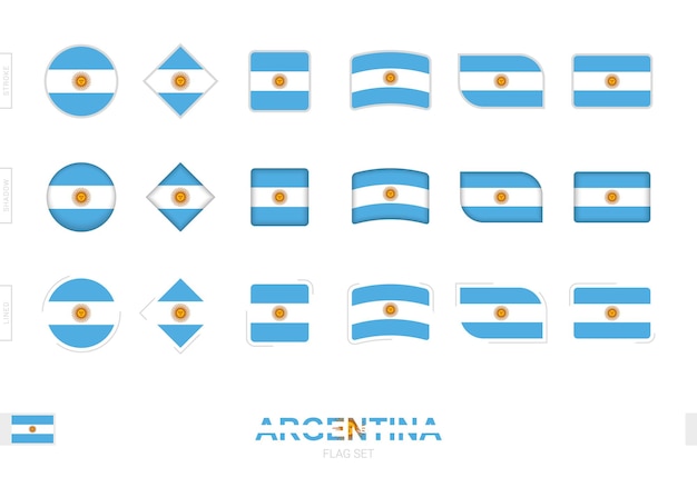 Vlaggenset van argentinië, eenvoudige vlaggen van argentinië met drie verschillende effecten.