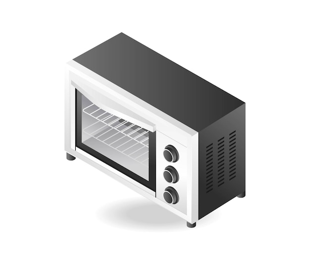 Vlak 3d isometrisch illustratieconcept elektrische ovengrill