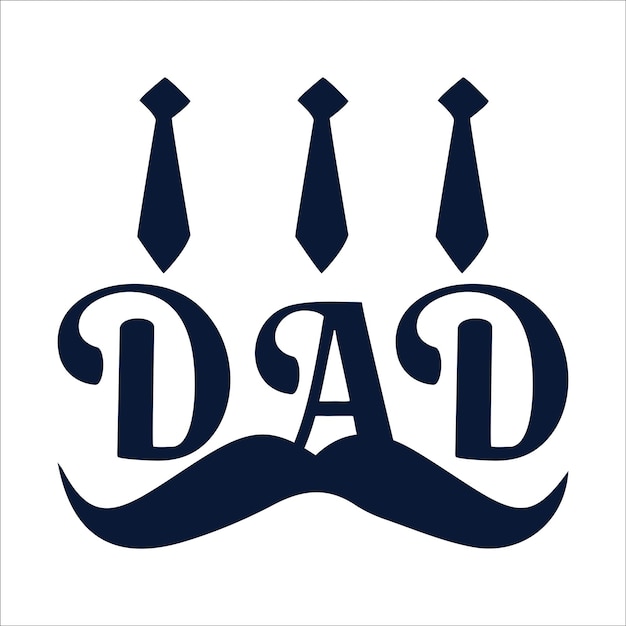 Vlak DAD icoon geïsoleerde logo illustratie vector stropdas en snor icoon