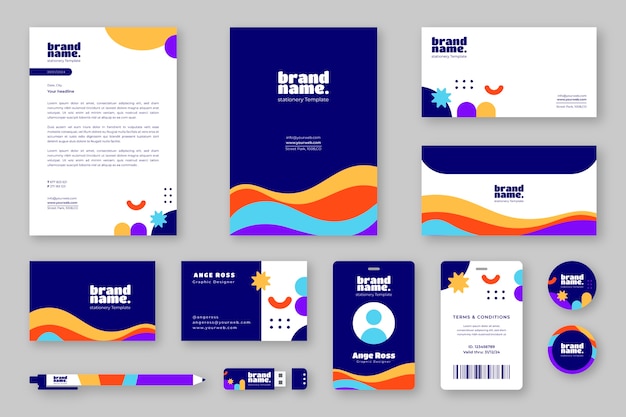 Vector vlak ontwerp business stationery sjabloon