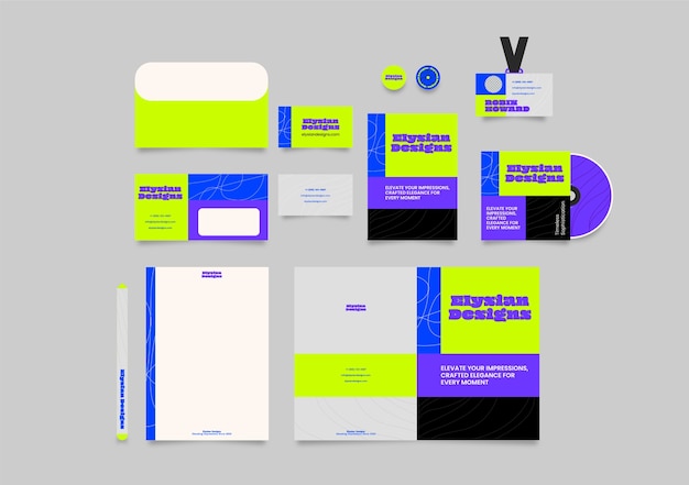 Vlak ontwerp business stationery sjabloon