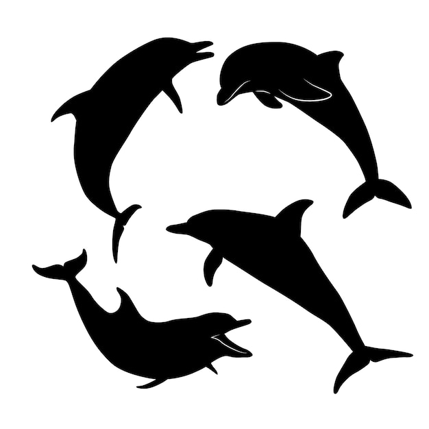 Vlak ontwerp dieren silhouet set
