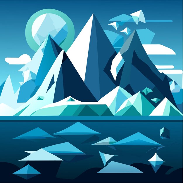 Vector vlak ontwerp illustratie ijsbergpakket of iceberg collectie natuurconcept