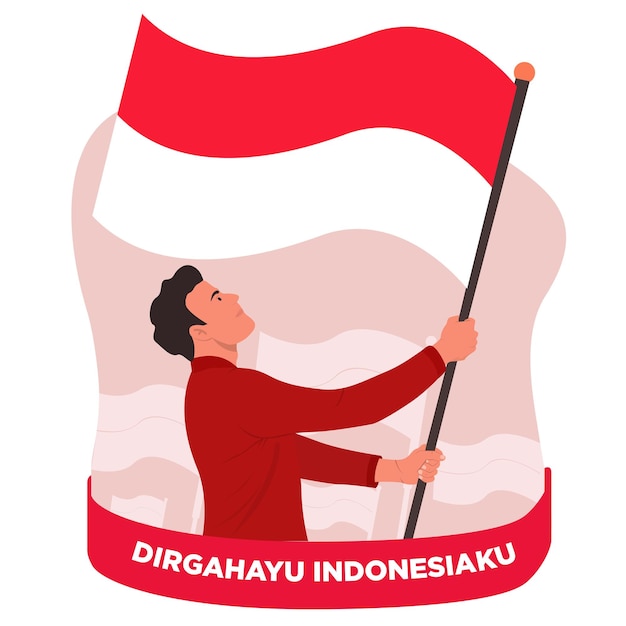 Vlak ontwerp indonesische onafhankelijkheidsdag sjabloon