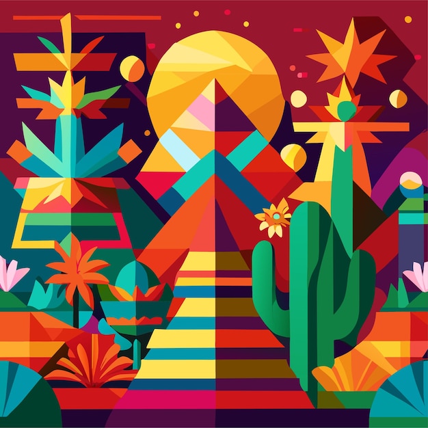 Vlak ontwerp kleurrijke Mexicaanse achtergrond