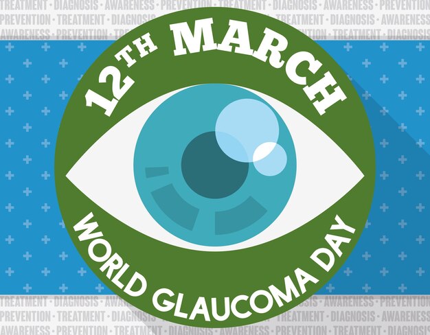 Vlak ontwerp met oog en herinnering voor de viering van Glaucoma Day op 12 maart