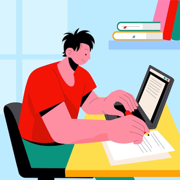 Vlak ontwerp online examen illustratie