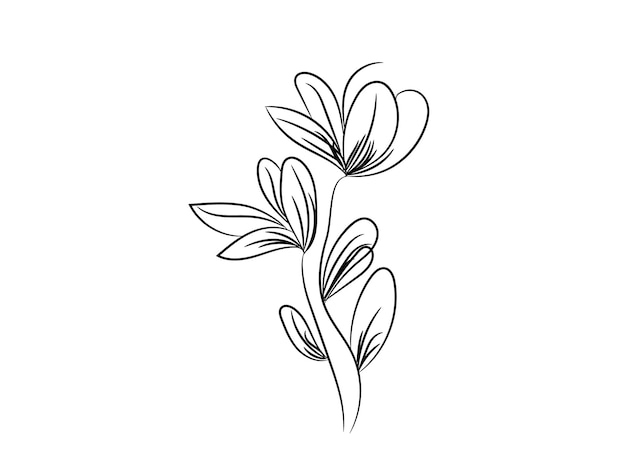 vlak ontwerp van lineaire bladeren en bloemen