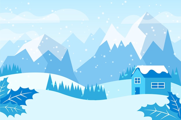 Vlak ontwerp winterlandschap