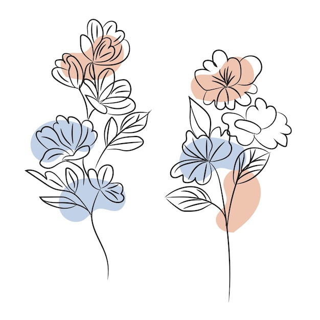 vlak vectorontwerp van lineaire bladeren en bloemen