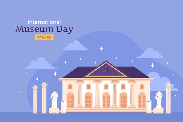 Vector vlakke achtergrond van de internationale museumdag