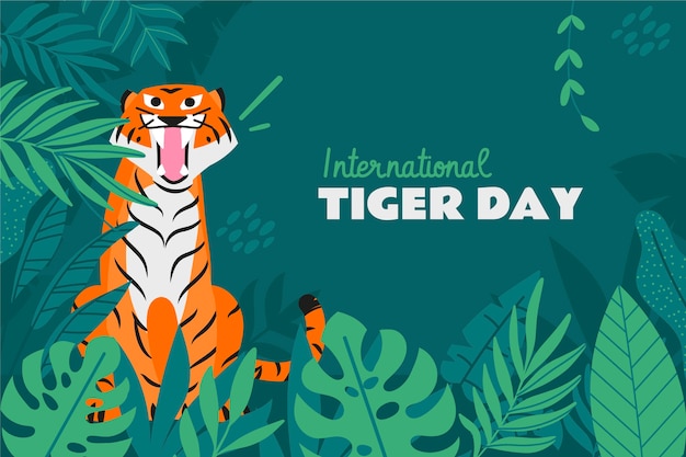 Vector vlakke achtergrond voor de bewustwording van de internationale tijgerdag