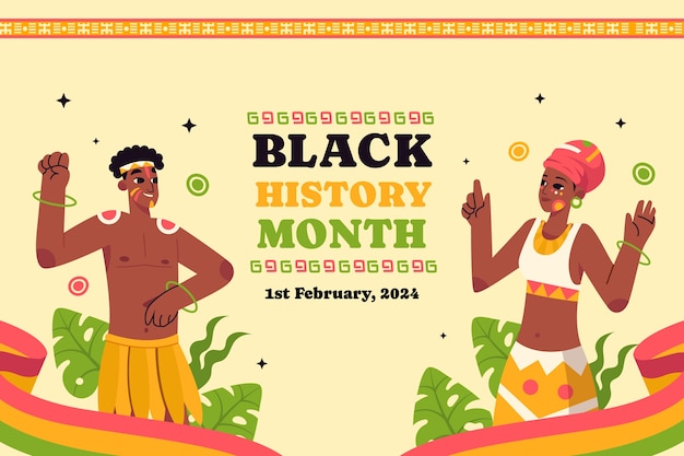 Vector vlakke achtergrond voor de black history month-viering