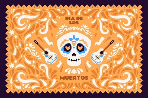 Vector vlakke achtergrond voor de viering van dia de muertos