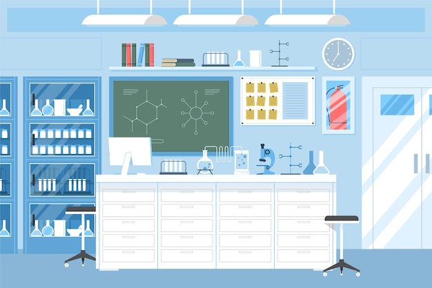 Vlakke afbeelding laboratoriumruimte