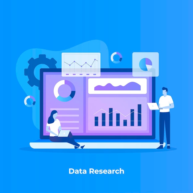 Vlakke afbeelding van gegevensonderzoek concept.