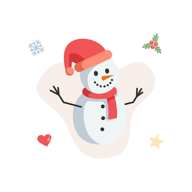 Vlakke afbeelding van Winter Snow Man Vector Illustratie Design.