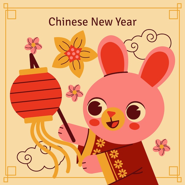 Vlakke afbeelding voor chinees nieuwjaarsviering