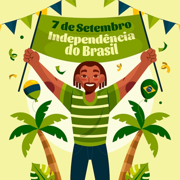 Vector vlakke afbeelding voor de viering van de braziliaanse onafhankelijkheidsdag