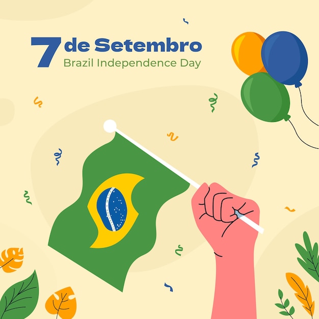 Vlakke afbeelding voor de viering van de braziliaanse onafhankelijkheidsdag