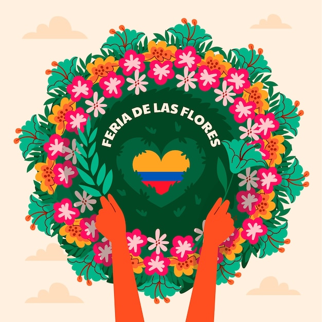 Vlakke afbeelding voor de viering van de Colombiaanse feria de las flores