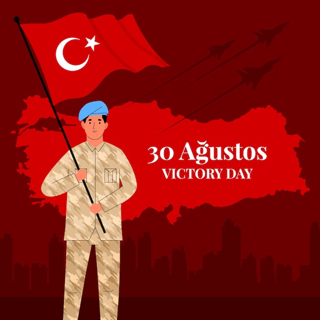 Vector vlakke afbeelding voor de viering van de dag van de turkse strijdkrachten