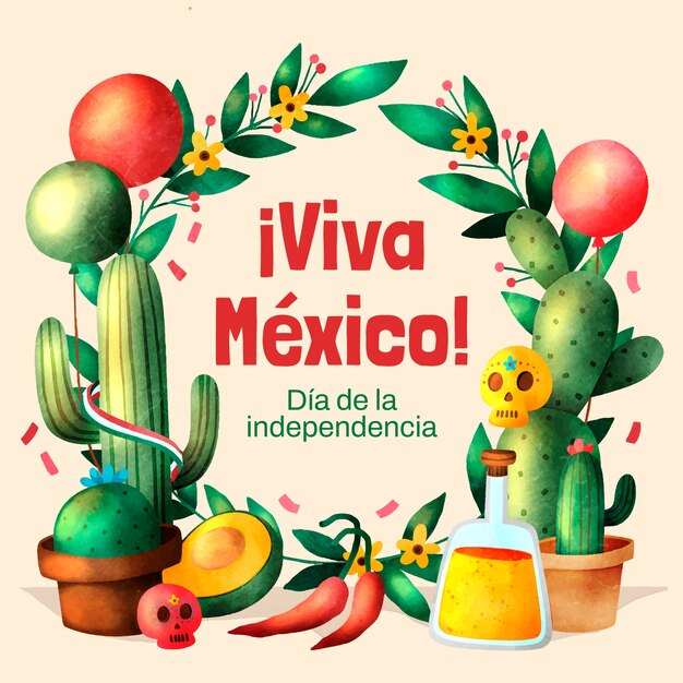 Vlakke afbeelding voor de viering van de onafhankelijkheid van Mexico