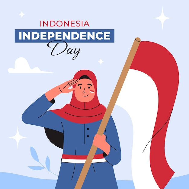 Vlakke afbeelding voor de viering van de onafhankelijkheidsdag van Indonesië