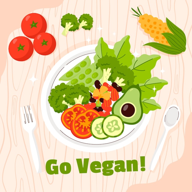 Vlakke afbeelding voor de viering van de wereld veganistische dag
