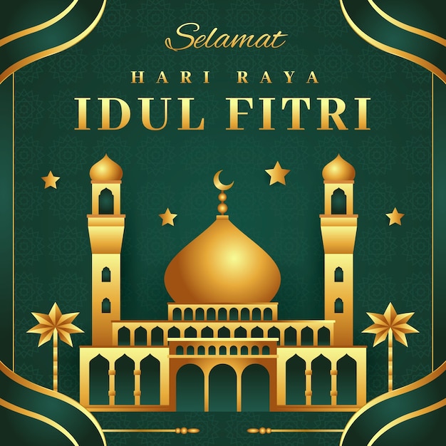 Vector vlakke afbeelding voor de viering van hari raya idul fitri