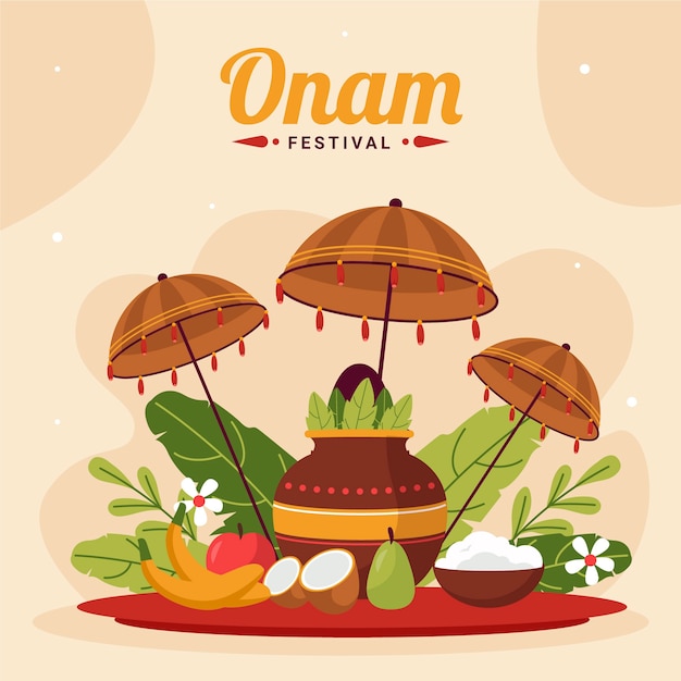 Vector vlakke afbeelding voor de viering van het onam-festival