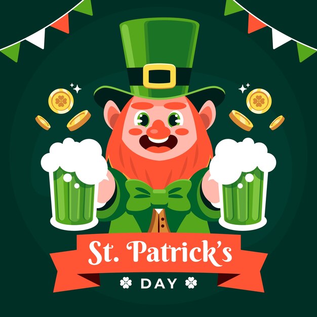 Vlakke afbeelding voor de viering van st patrick's day