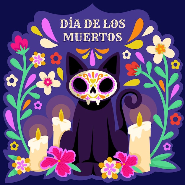 Vector vlakke afbeelding voor dia de muertos-viering