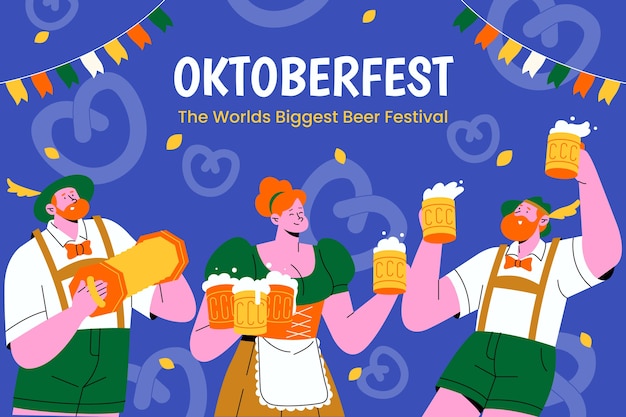 Vector vlakke afbeelding voor oktoberfest bierfestivalviering