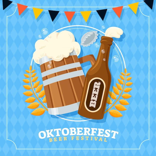 Vector vlakke afbeelding voor oktoberfest festival