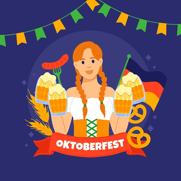 Vector vlakke afbeelding voor oktoberfest festival