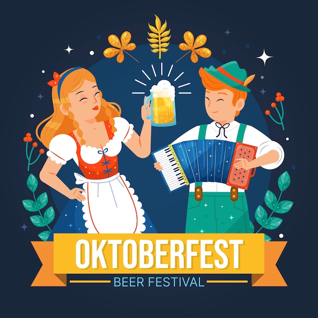 Vlakke afbeelding voor oktoberfest festival