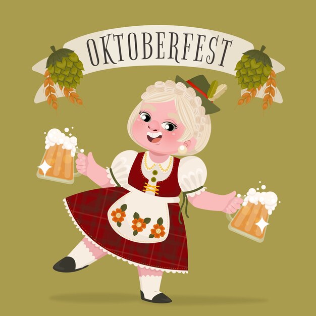 Vlakke afbeelding voor oktoberfest