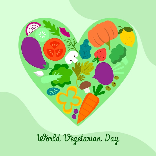Vector vlakke afbeelding voor wereld vegetarische dag