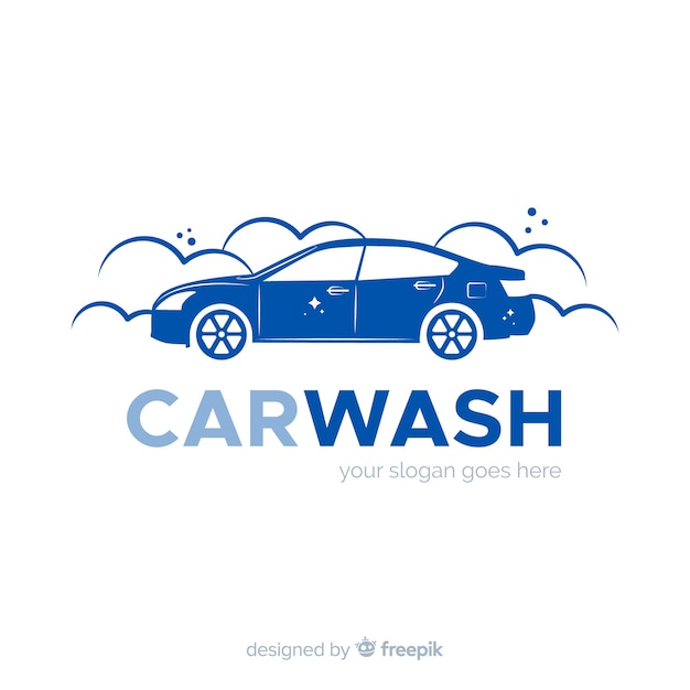 Vlakke blauwe car wash logo