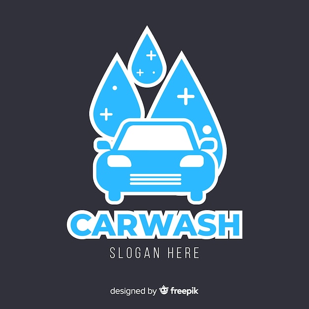 Vlakke blauwe car wash logo