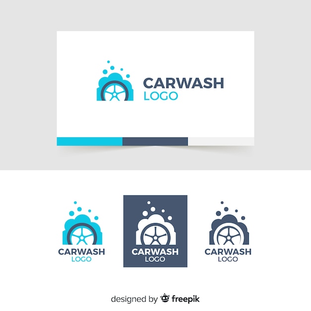 Vlakke blauwe car wash logo