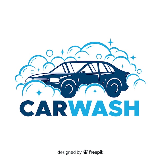 Vlakke blauwe car wash logo