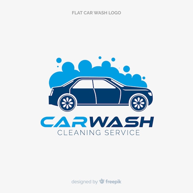 Vlakke blauwe car wash logo