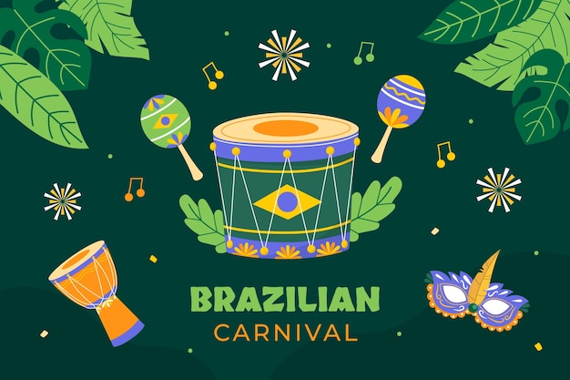 Vector vlakke braziliaanse carnaval-achtergrond