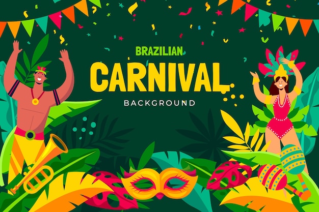 Vlakke braziliaanse carnaval-achtergrond