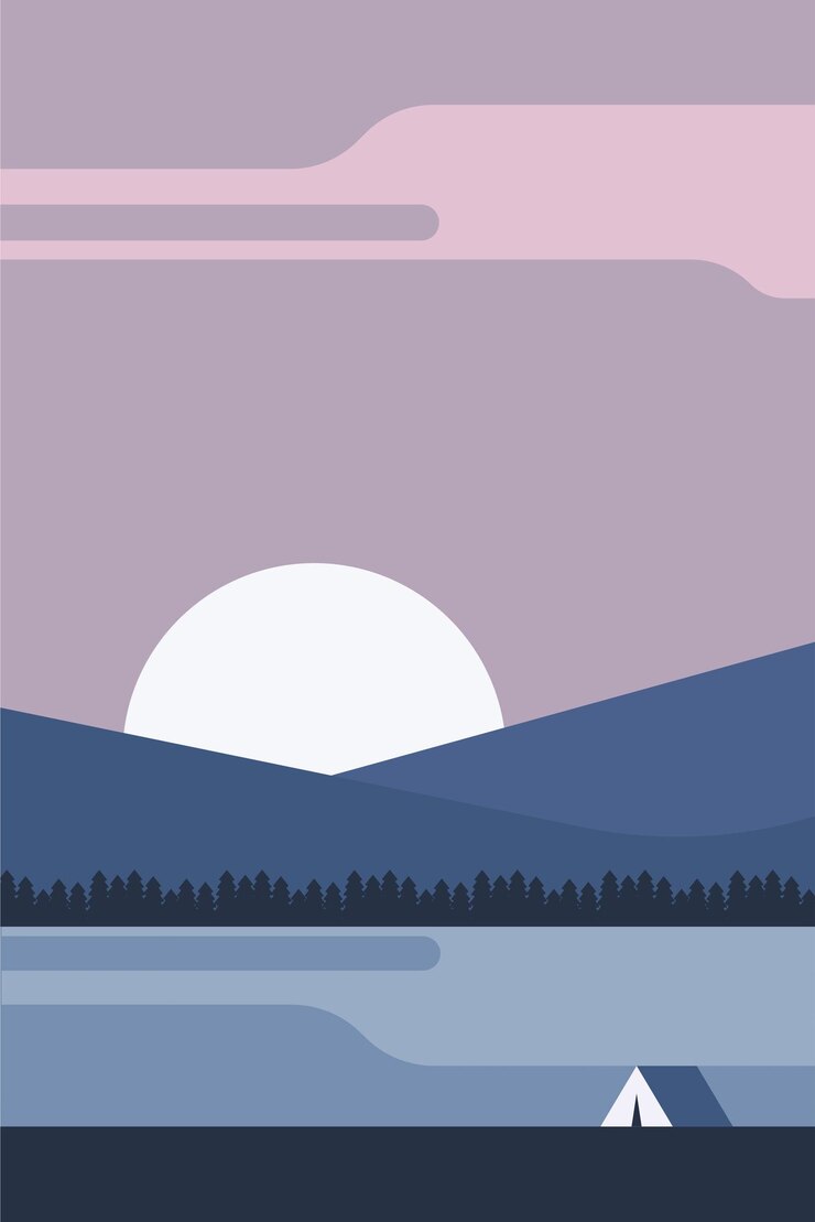 Vector vlakke buiten landschap muur kunst illustratie achtergrond