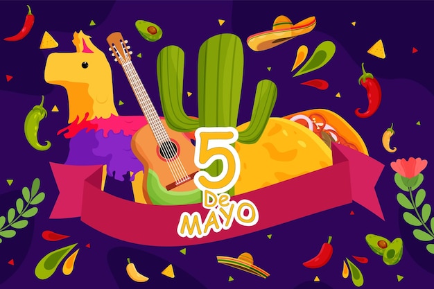 Vlakke cinco de mayo achtergrond