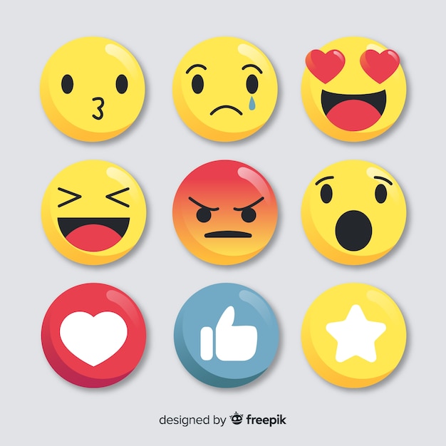 Vlakke emoticon-reactiecollectio